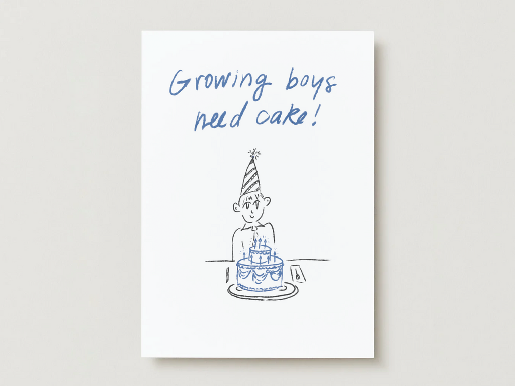 'Growing Boys Need Cake' Greeting Card