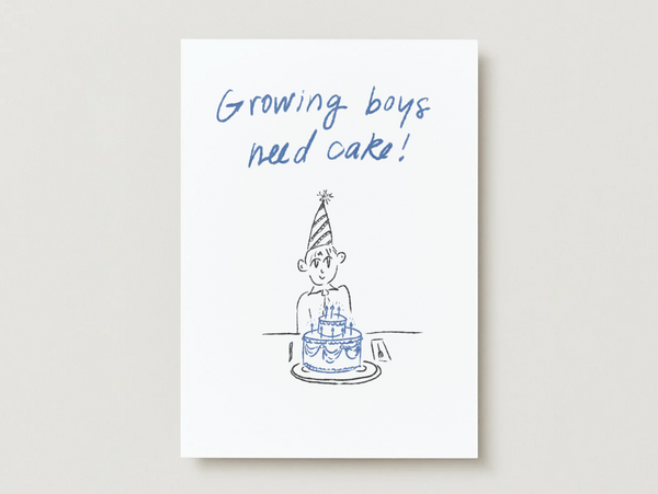 'Growing Boys Need Cake' Greeting Card