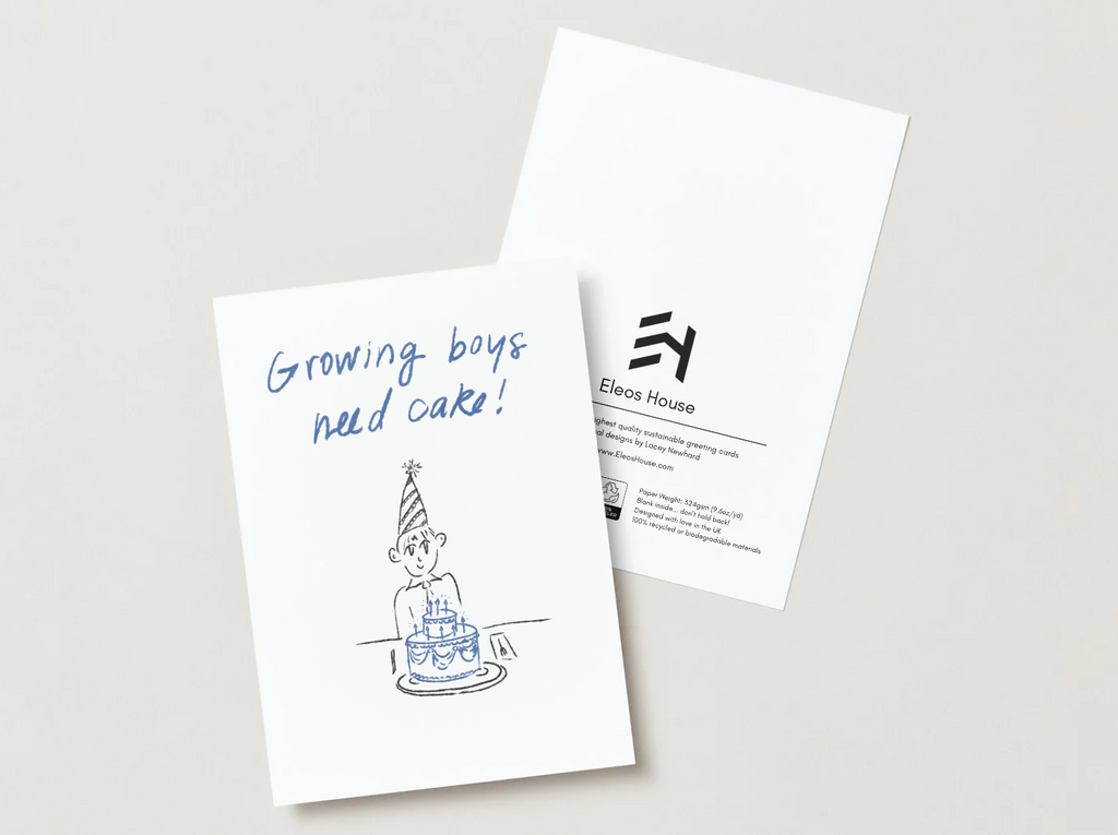 'Growing Boys Need Cake' Greeting Card