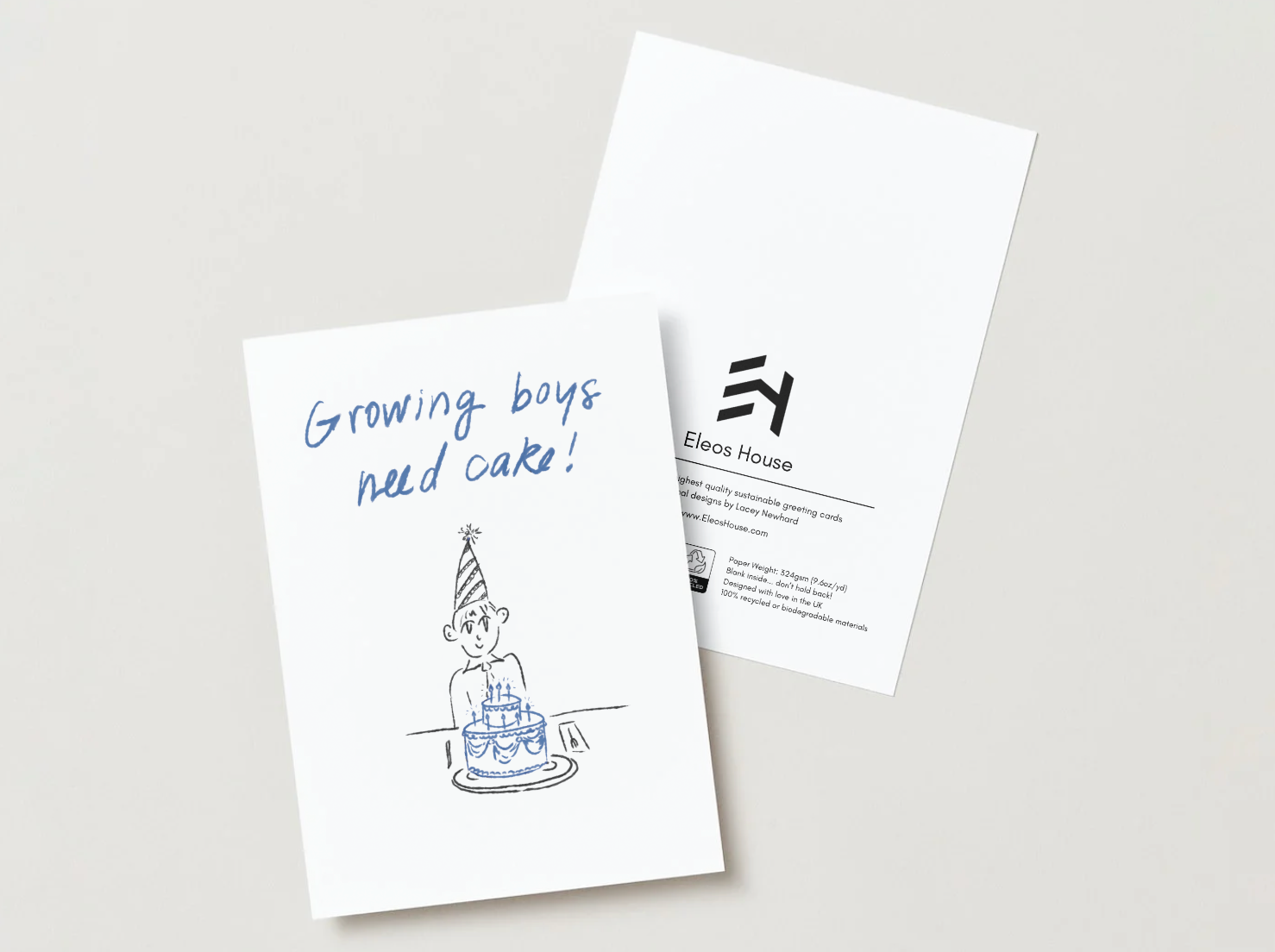 'Growing Boys Need Cake' Greeting Card