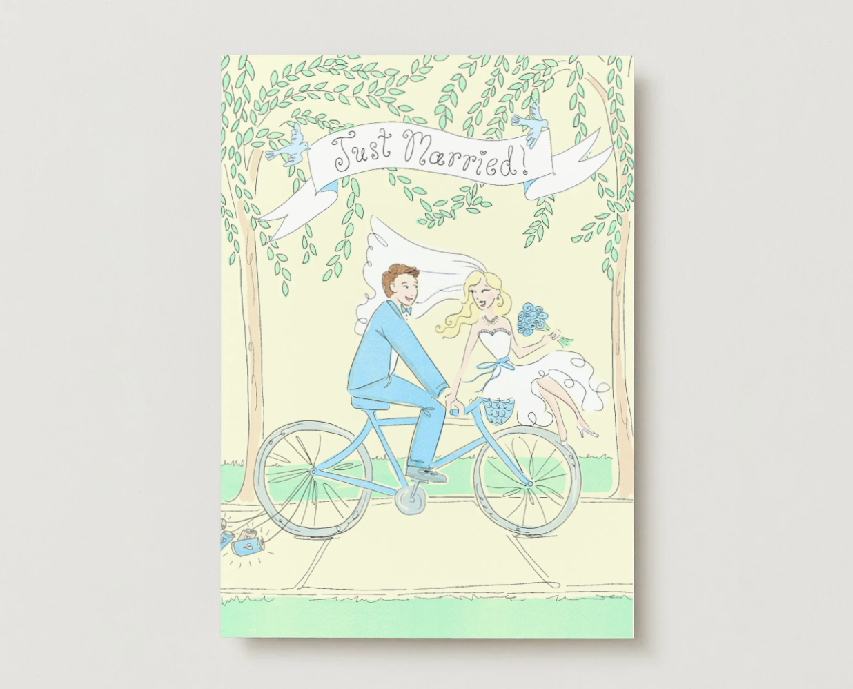 'Just Married' Bicycle Card