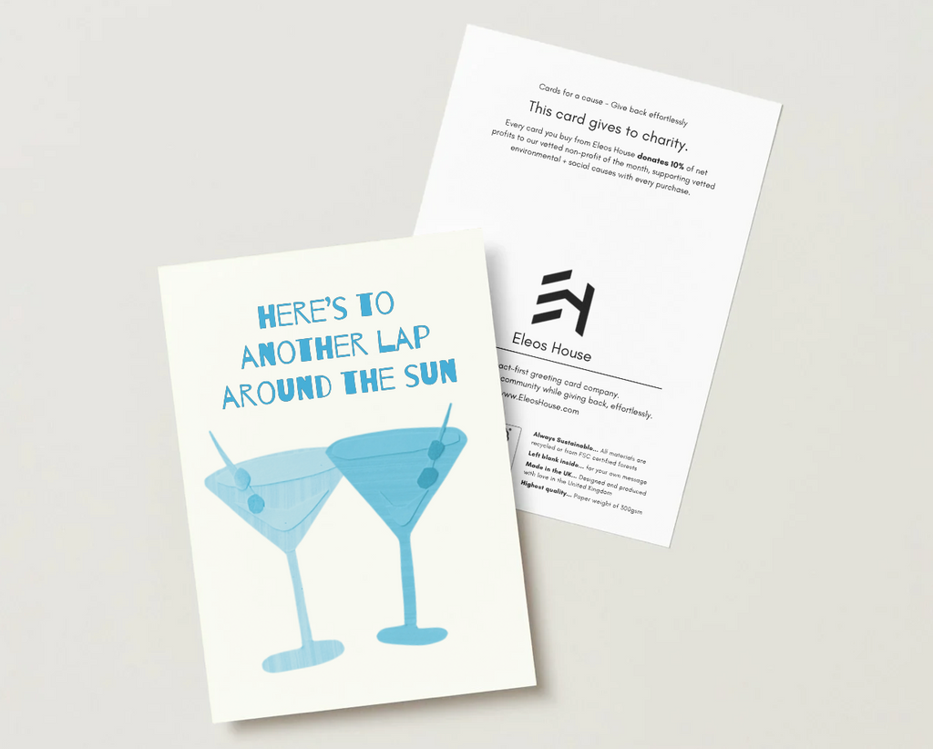 Martini Glasses Birthday Card (Silver Foil)