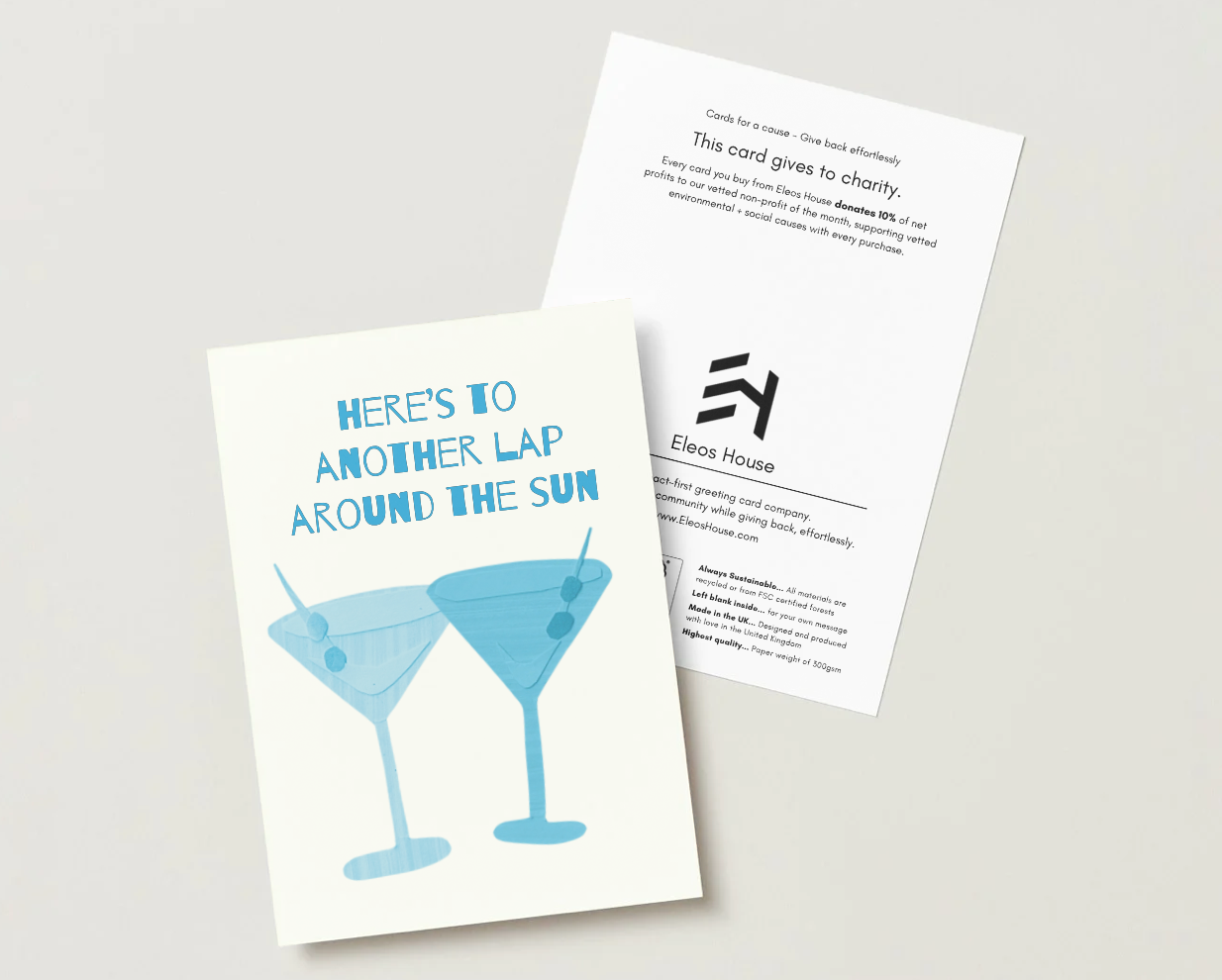 Martini Glasses Birthday Card (Silver Foil)