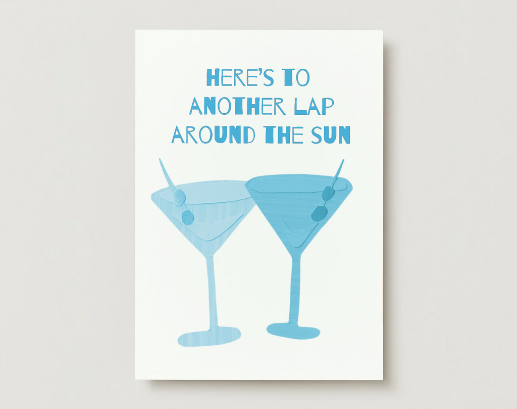 Martini Glasses Birthday Card (Silver Foil)