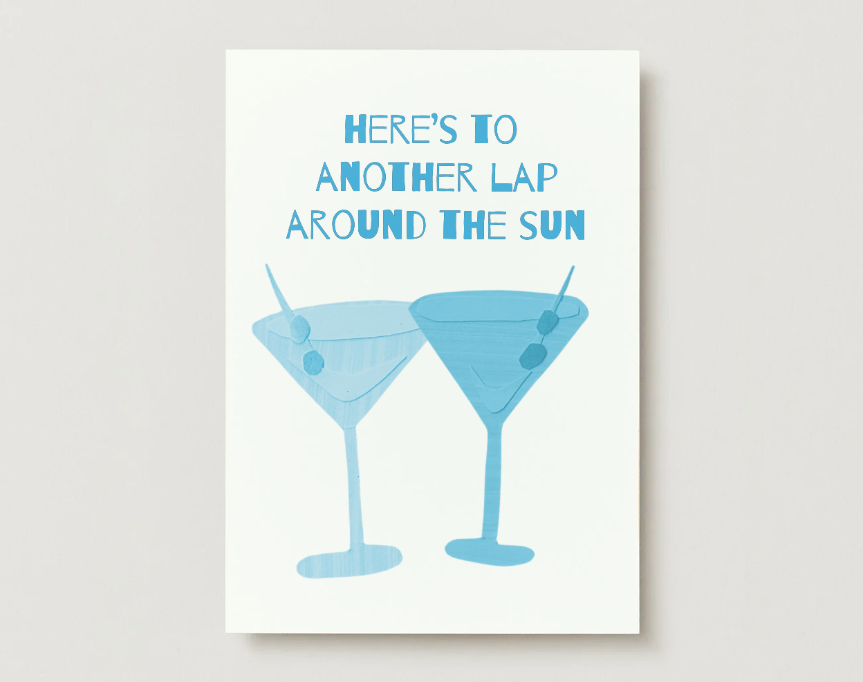 Martini Glasses Birthday Card (Silver Foil)
