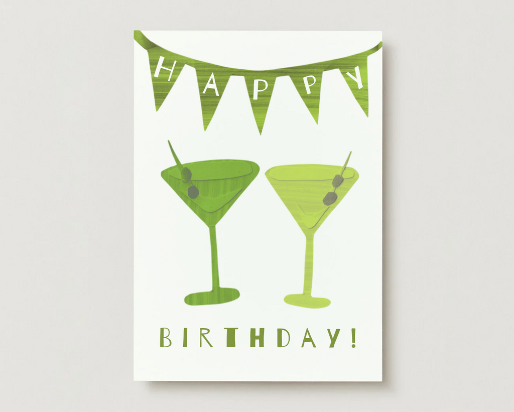 Martini Glasses Birthday Card (Silver Foil)