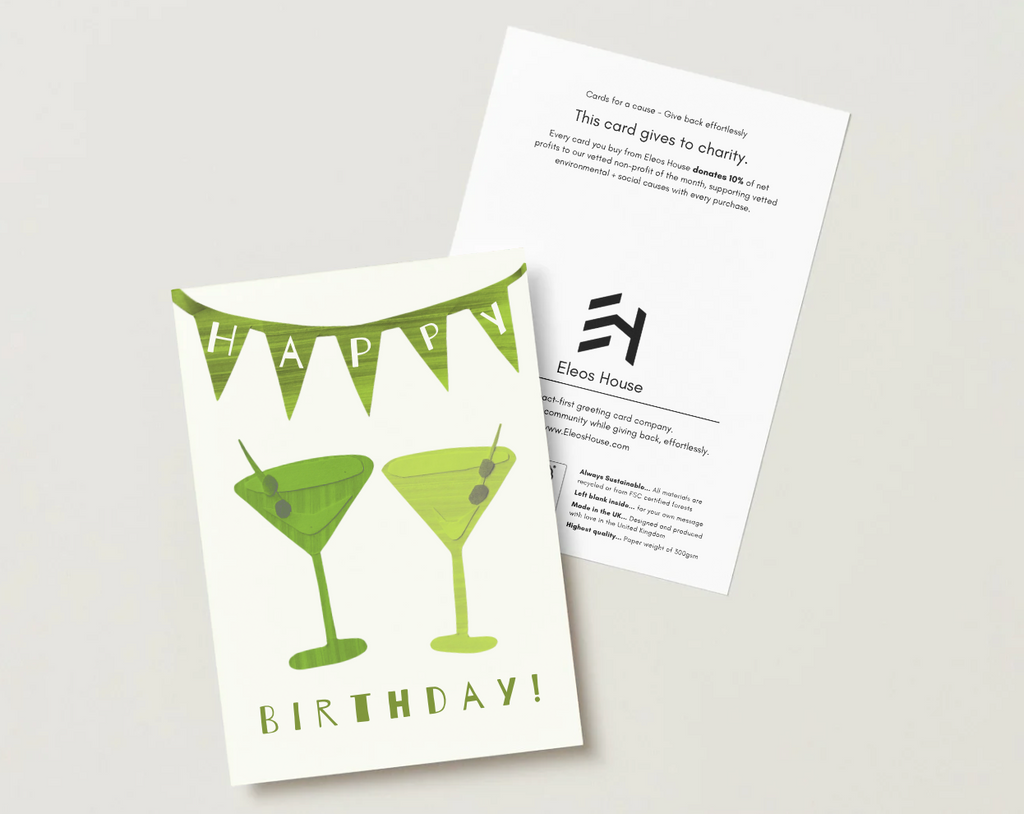 Martini Glasses Birthday Card (Silver Foil)