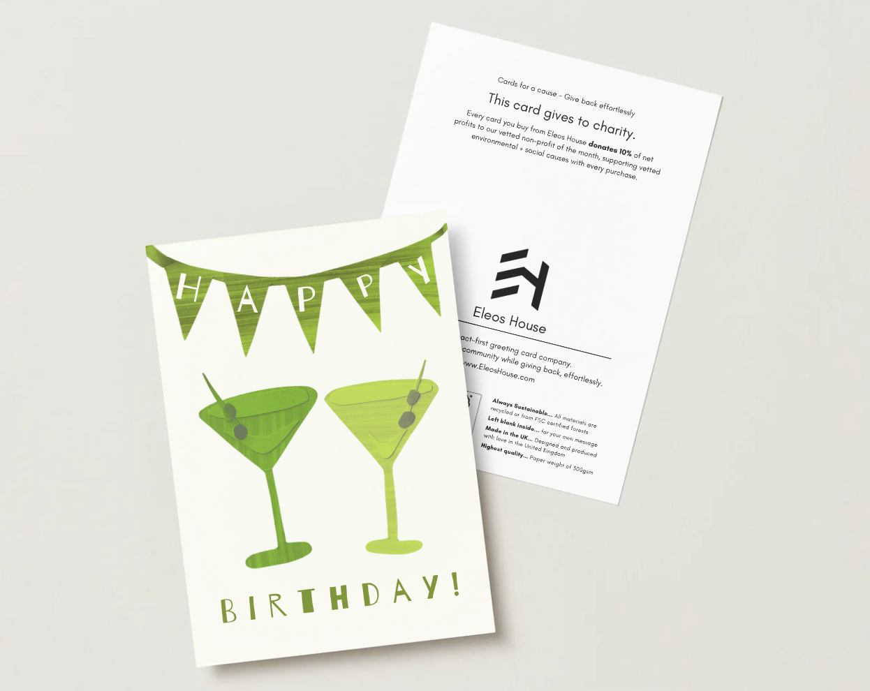 Martini Glasses Birthday Card (Silver Foil)