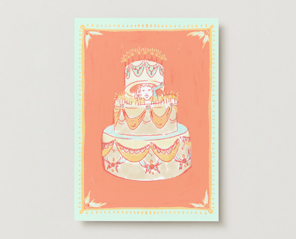'Woman in Cake' Gold Foil Birthday Card