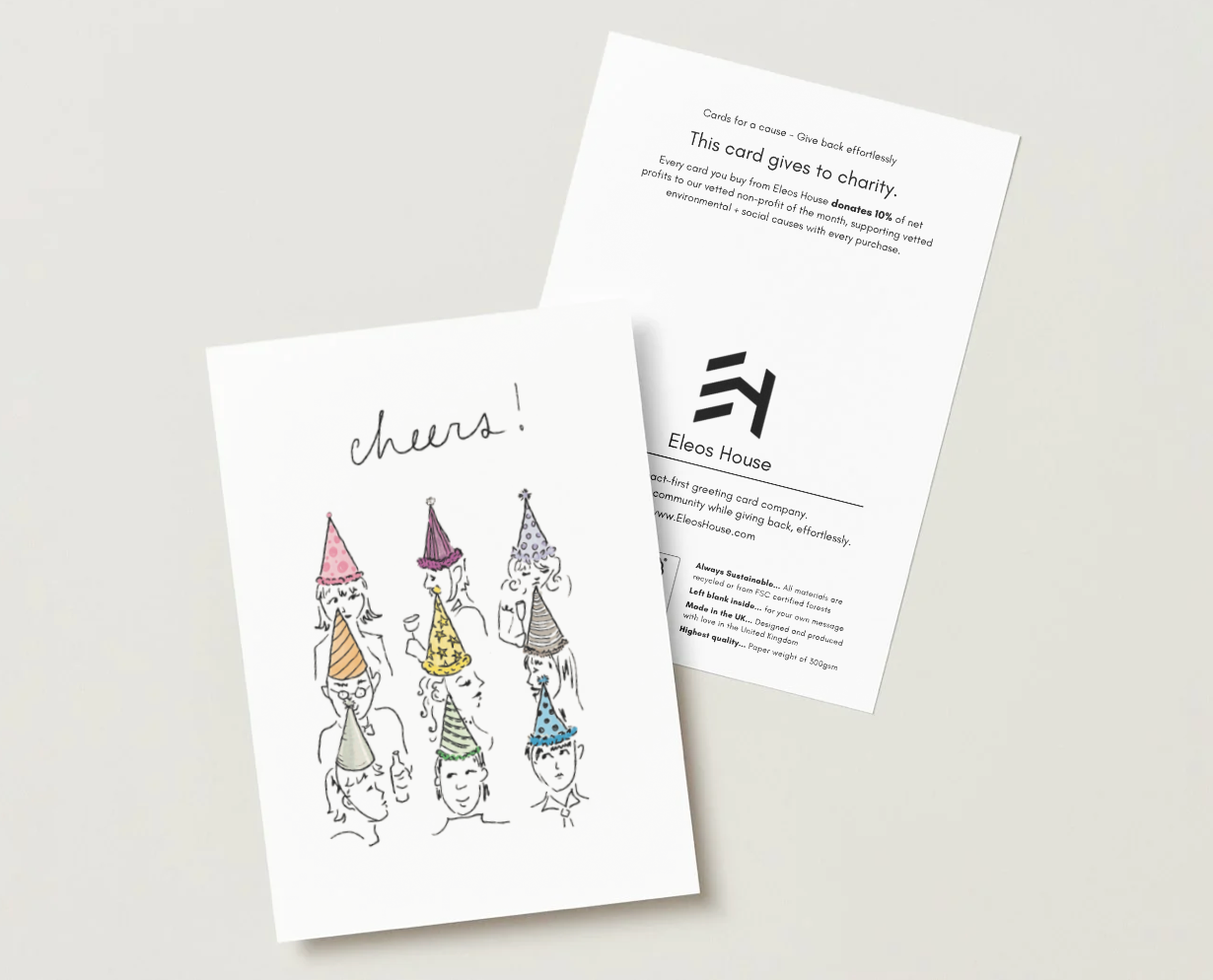 'Cheers' Party Hats Greeting Card
