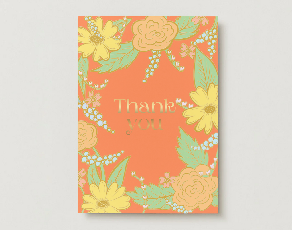 Floral Gold Foil Thank You Card