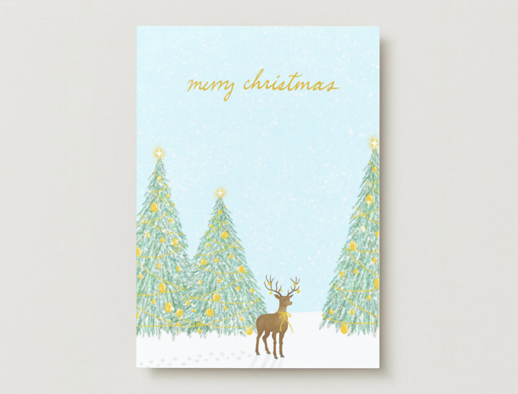 Gold Foil Snowy Reindeer