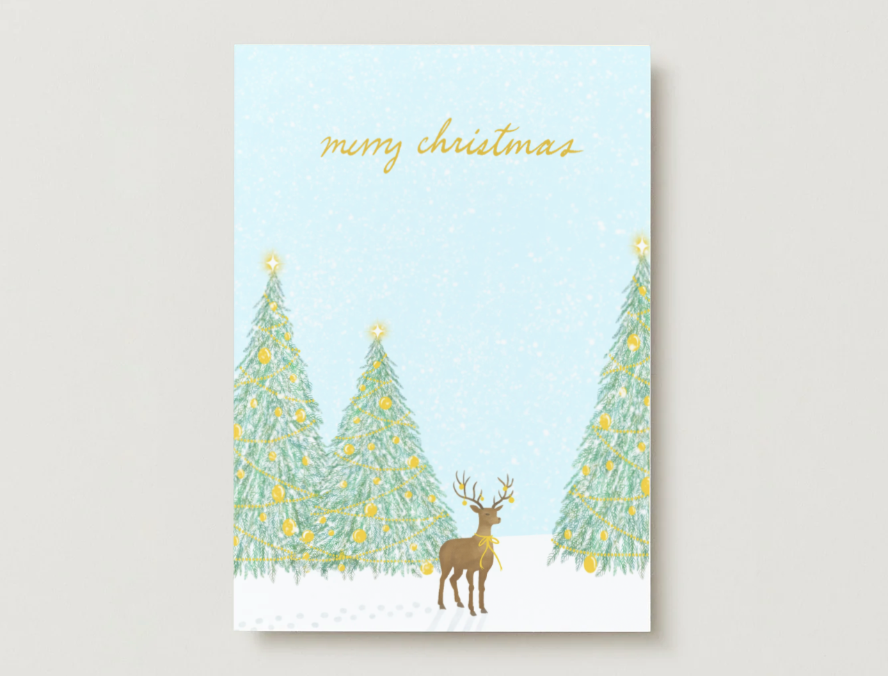 Gold Foil Snowy Reindeer