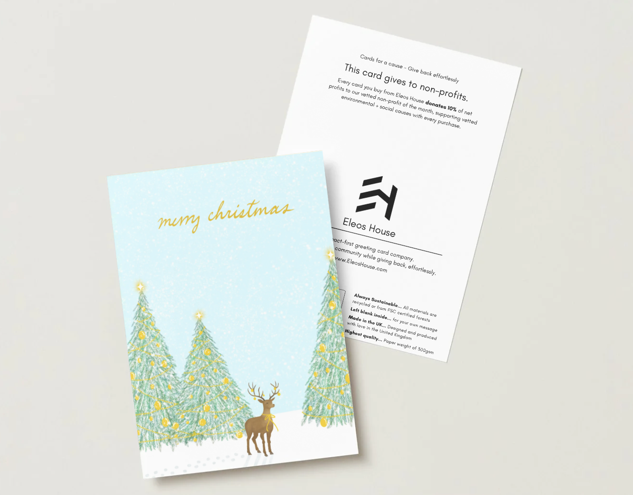 Gold Foil Snowy Reindeer