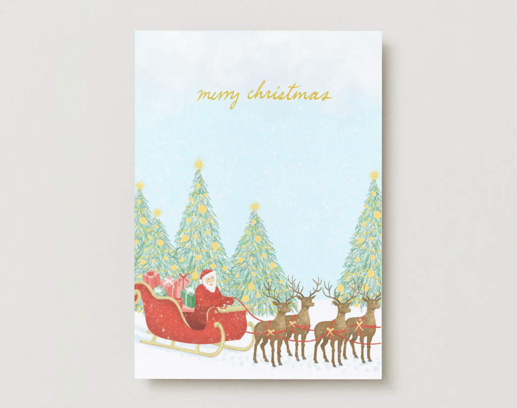 Gold Foil Reindeer and Sleigh
