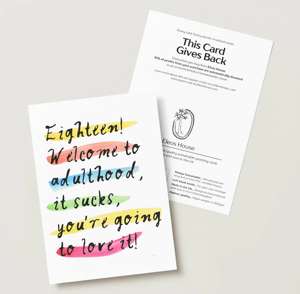 'Welcome to Adulthood, It Sucks, You're Going to Love It!" 18th Card