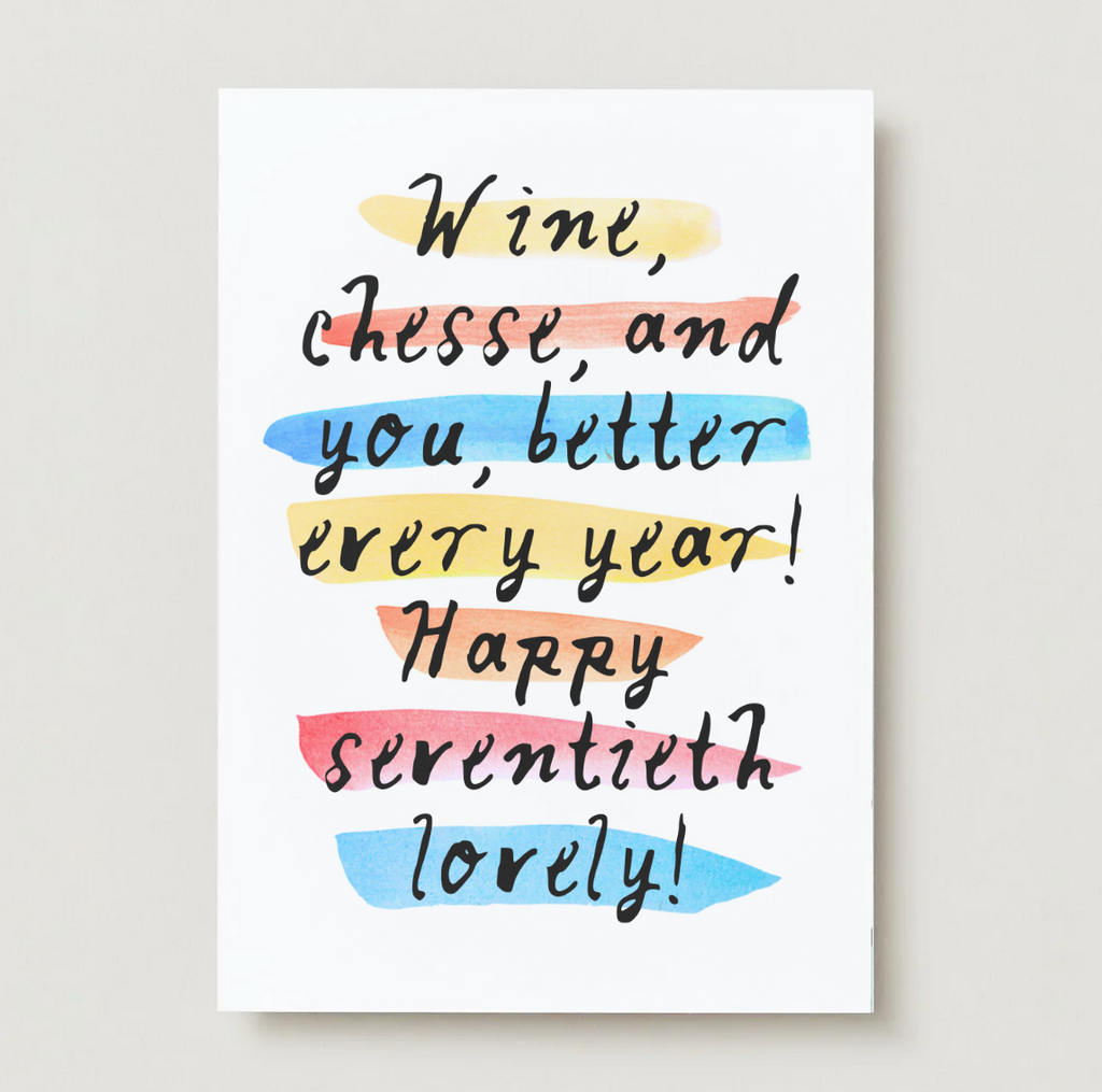 'Wine, Cheese and You' 70th Birthday Card
