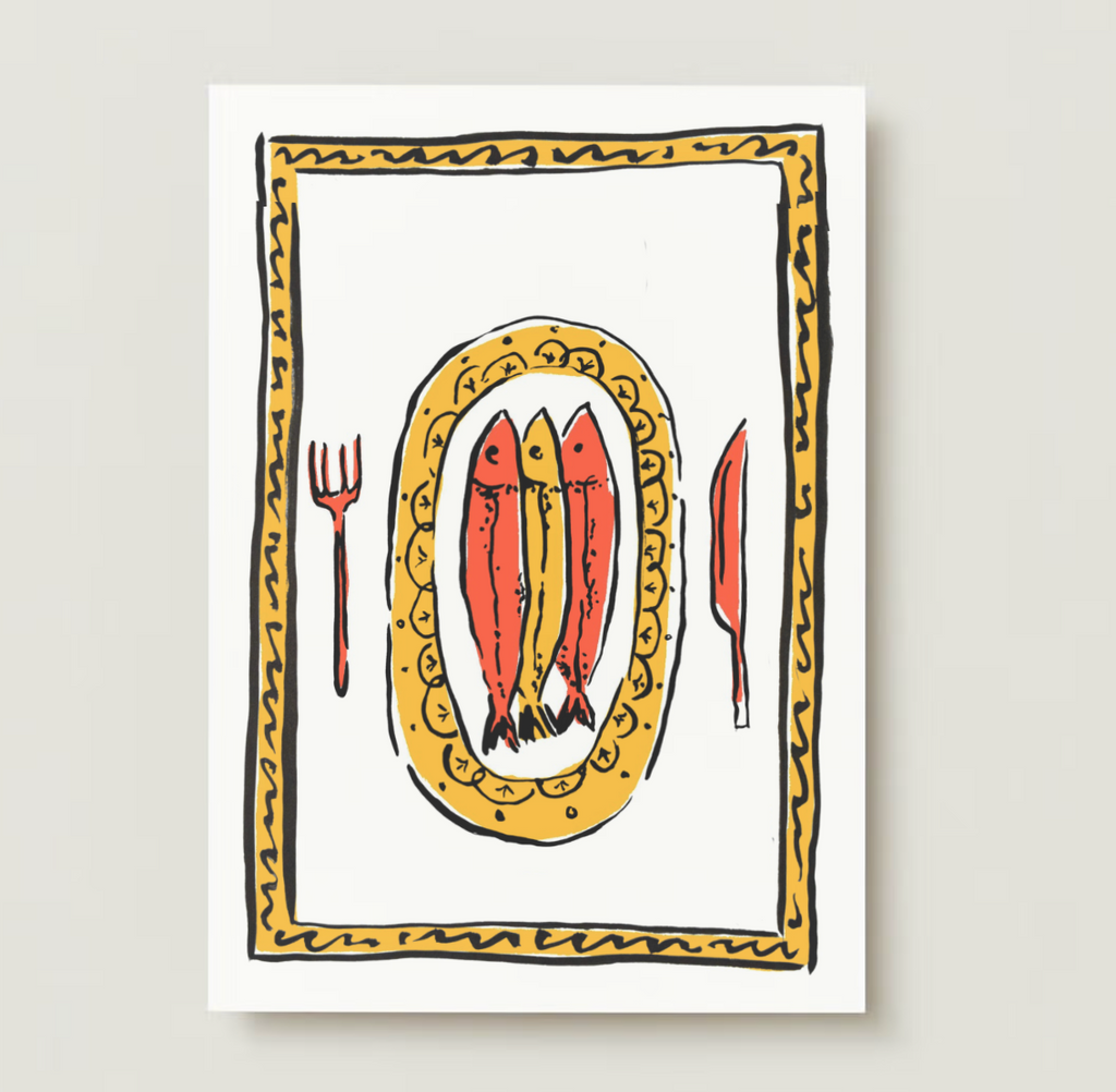 Plate of Fish Ink Illustration (Blank)