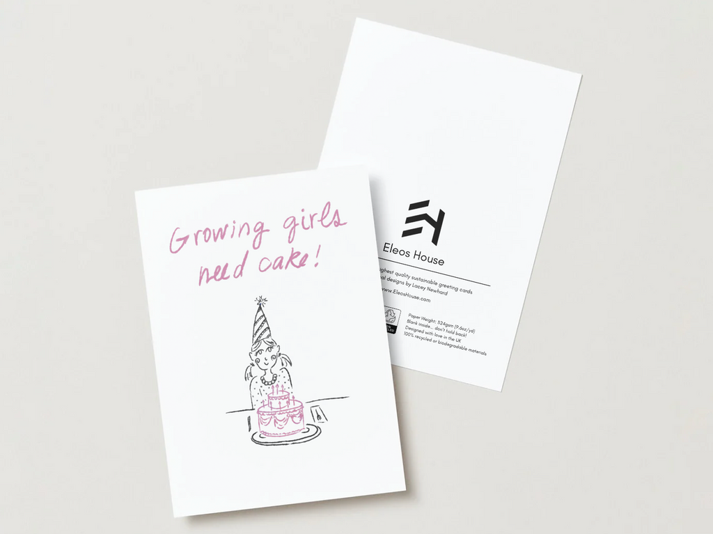 'Growing Girls Need Cake' Greeting Card