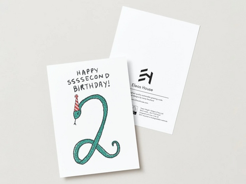2nd Birthday Card – Cute Snake Illustration