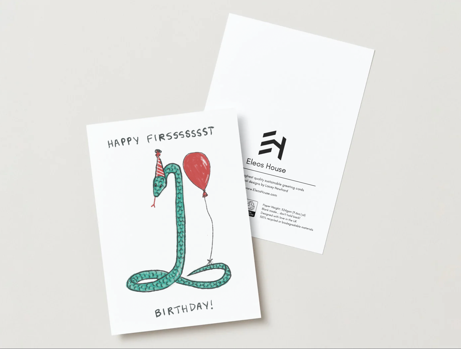 Playful Snake- 1st Birthday Card