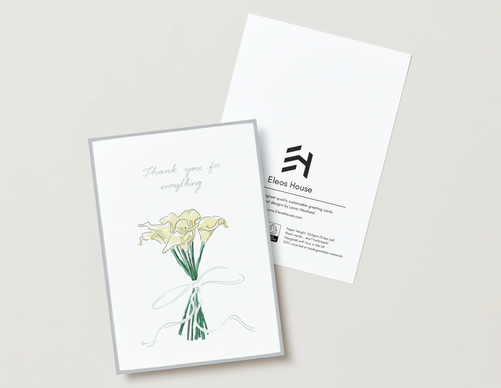 'Thank You For Everything' Silver Foil Greeting Card