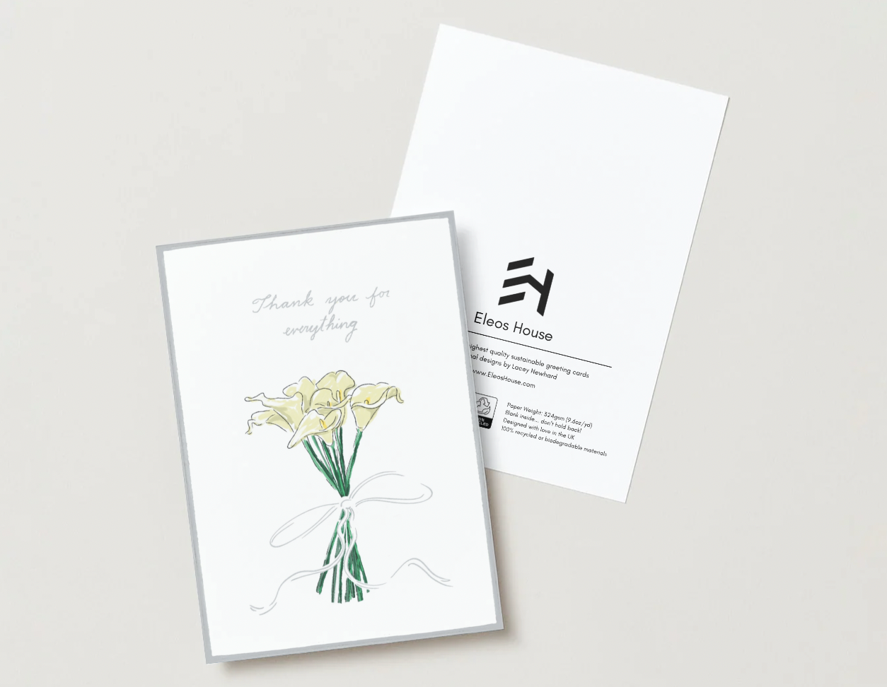 'Thank You For Everything' Silver Foil Greeting Card
