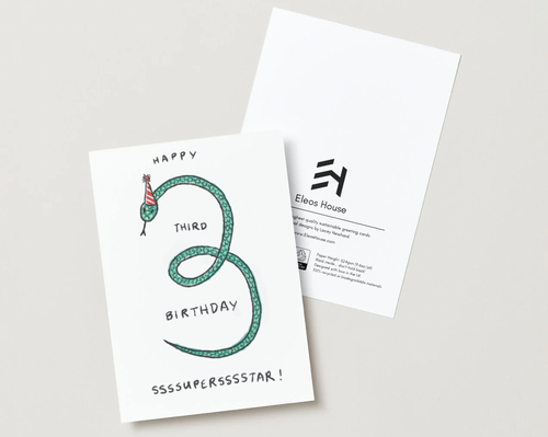 3rd Birthday Card – Cute Snake Illustration