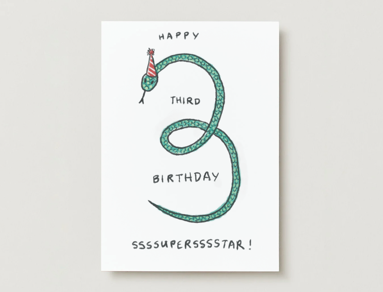Playful Snake- 3rd Birthday Card