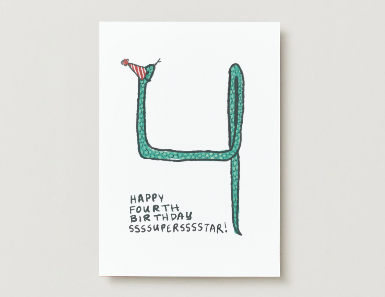Playful Snake- 4th Birthday Card