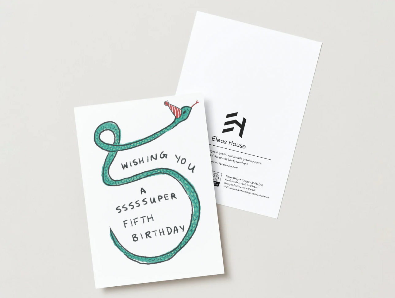 Playful Snake- 5th Birthday Card