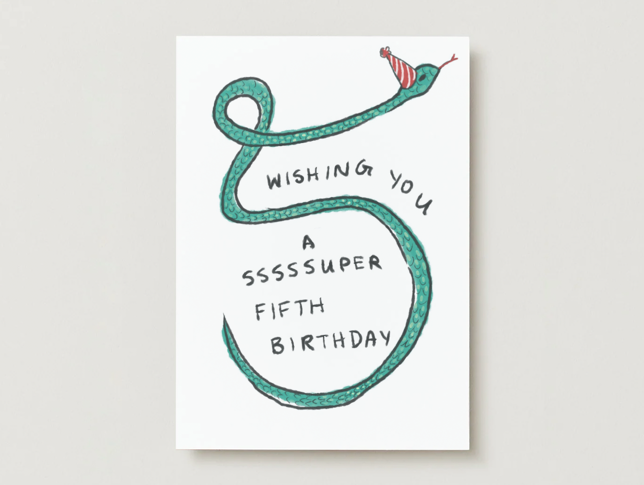 Playful Snake- 5th Birthday Card