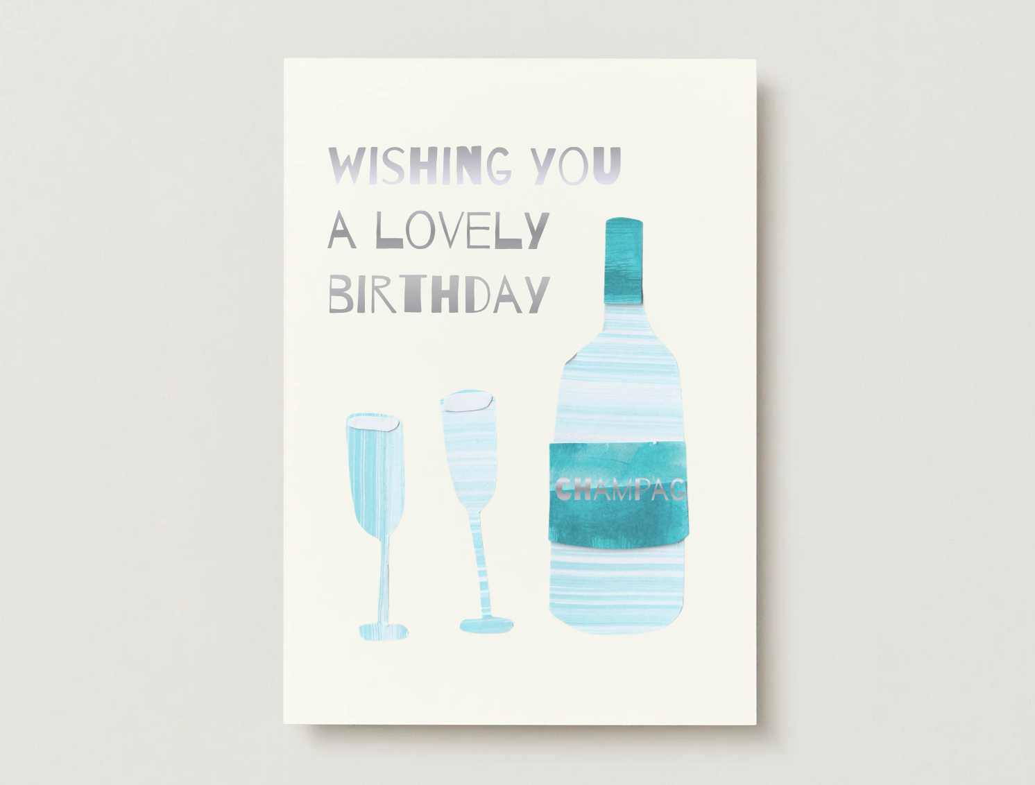 Champagne Birthday Card (Silver Foil)