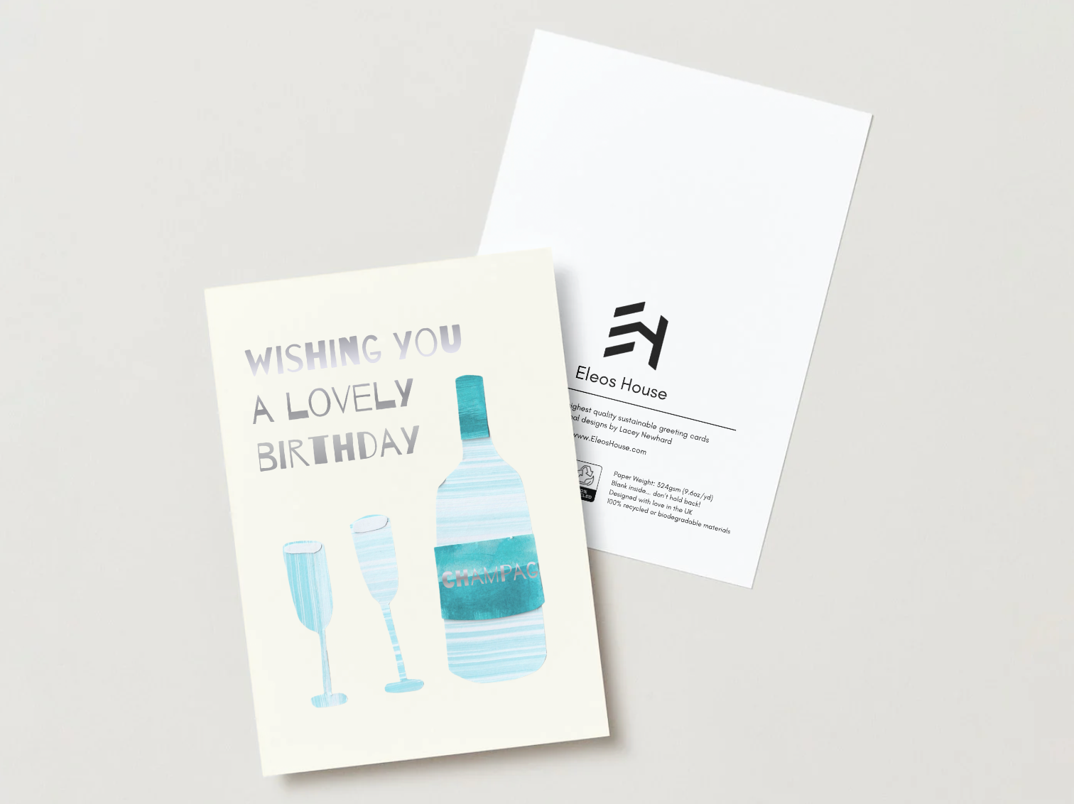 Champagne Birthday Card (Silver Foil)