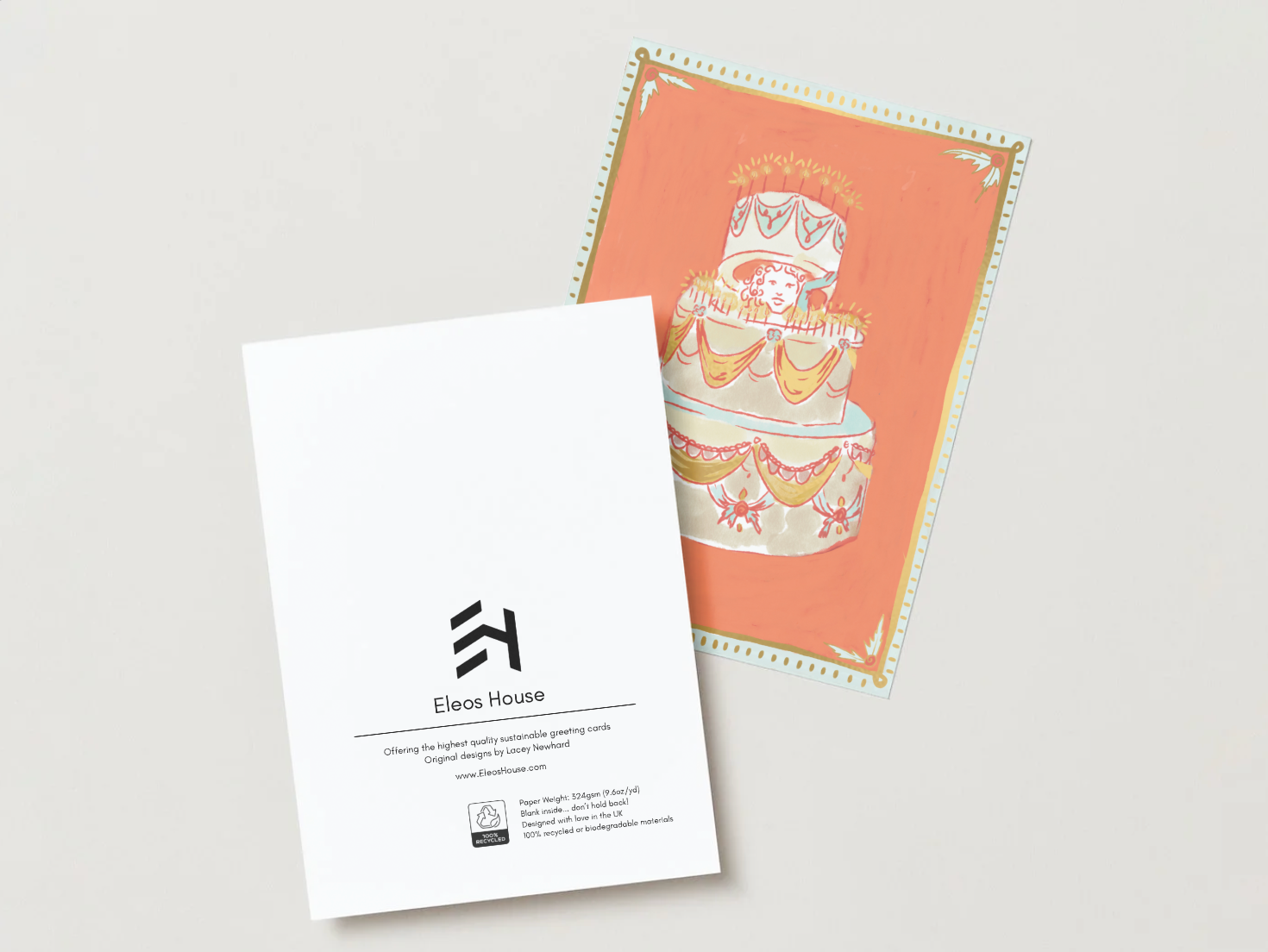 'Woman in Cake' Gold Foil Birthday Card